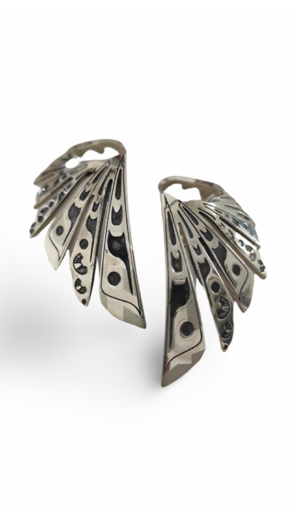 Wing Stud/Cuff Silver Earrings
